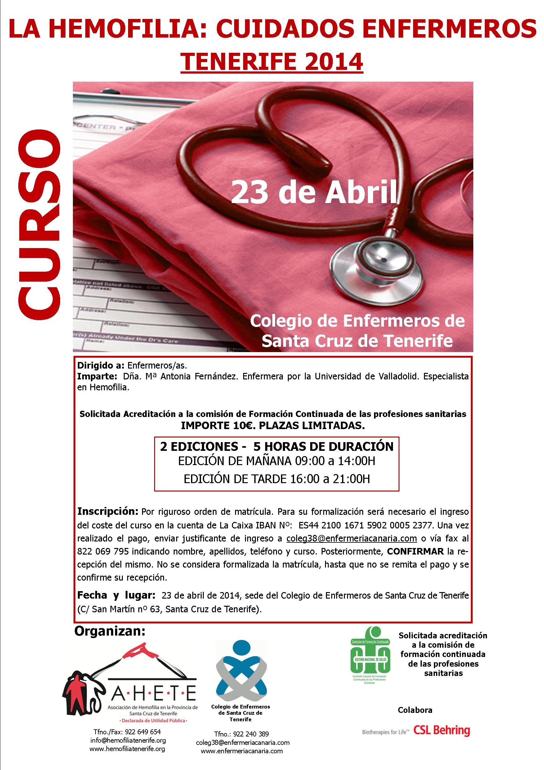 cartel curso hemofilia - enfermería