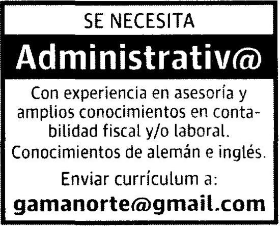 Oferta: Administrativo/a