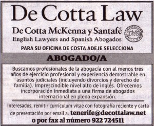 Oferta:Abogado/a para el sur de Tenerife