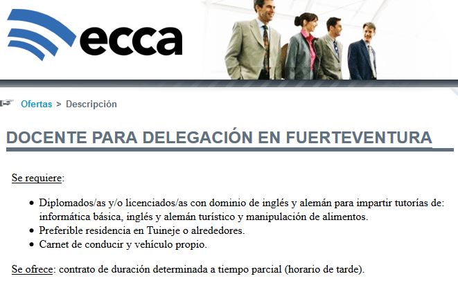 Radio Ecca: Docente para Delegación en Fuerteventura