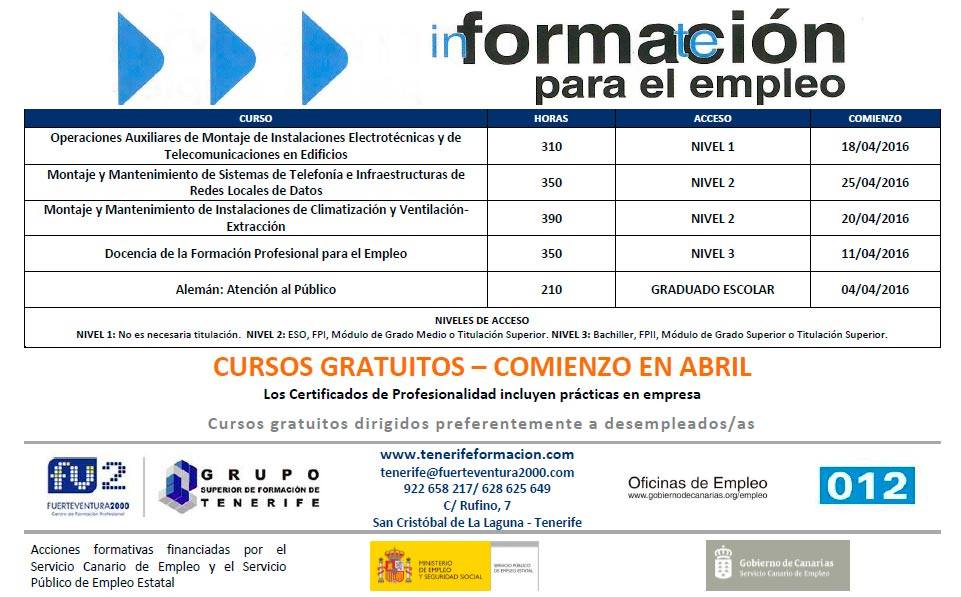 Comienzo en Abril de diferentes #Certificados de profesionalidad