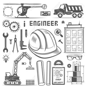 Icons Engineer drawing style art. Vector illustration