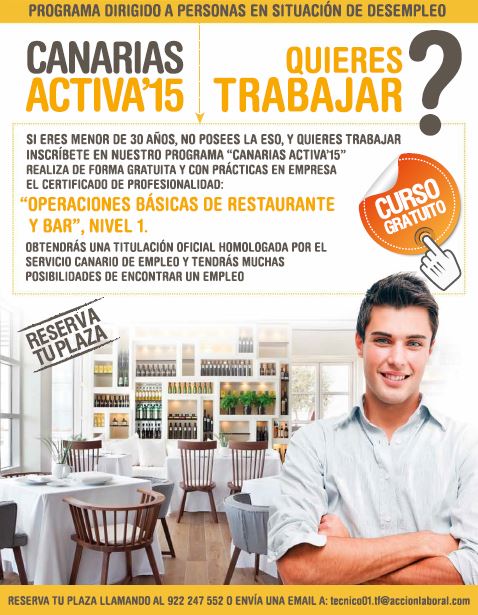 Curso gratis "Operaciones Básicas de Restaurante y Bar", en Acción Laboral