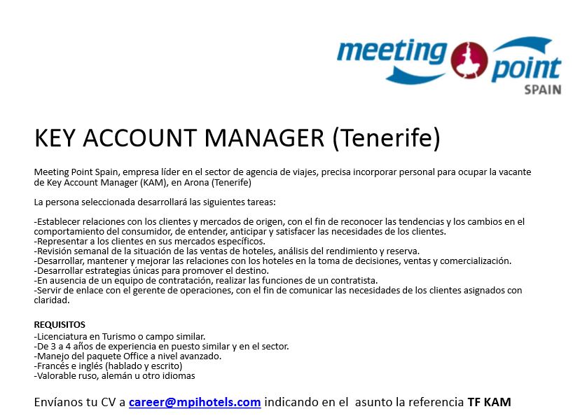 Key Account Manager para Tenerife