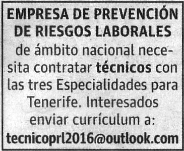 Oferta: Técnicos/as en PRL