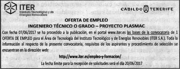 Oferta: Ingeniero Técnico o Grado - Proyecto PLASMAC