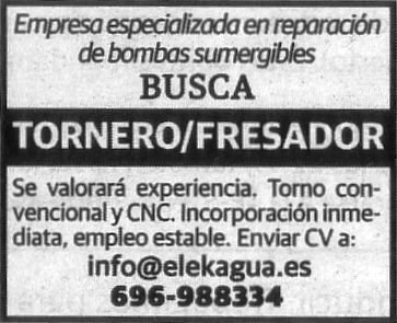 Oferta: Tornero