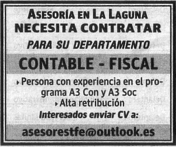 Oferta: Contable-Fiscal para Lanzarote