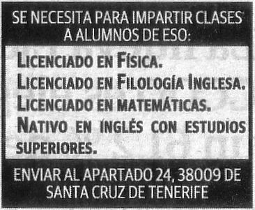 Oferta: Profesores