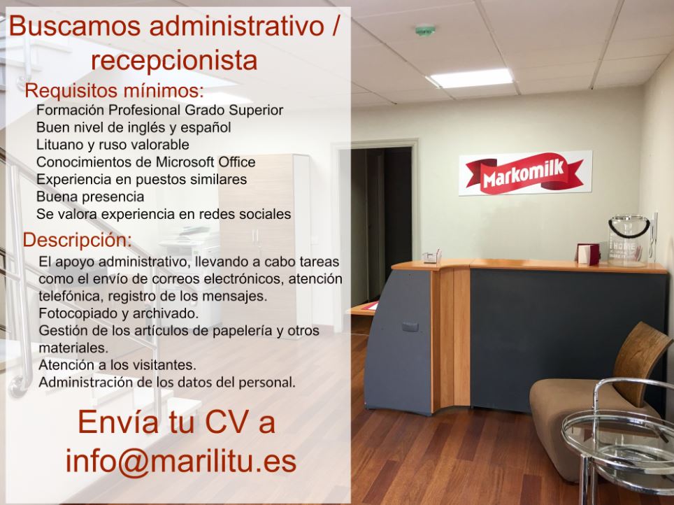 Administrativo/Recepcionista para Santa Cruz de Tenerife