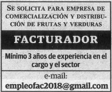 Oferta: Facturador/a