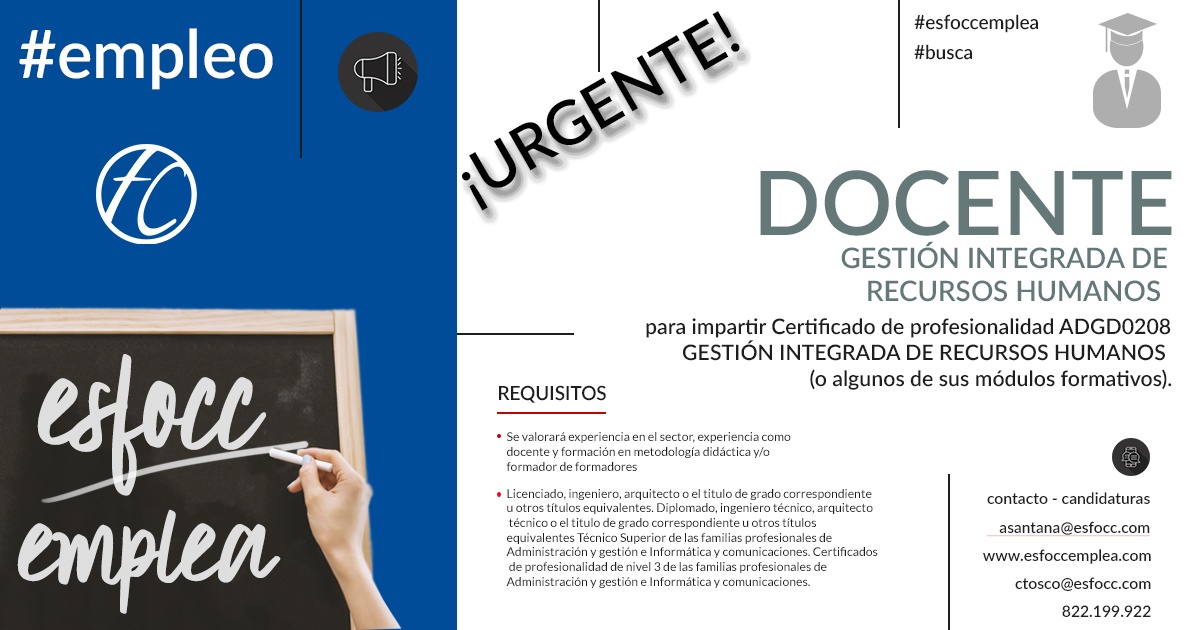 Docente de Recursos Humanos para Tenerife