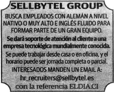 Oferta: Empleados/as con alemán nivel nativo o inglés alto para Atención al Cliente