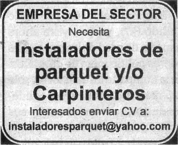 Oferta: Instaladores/as de parquet y/o carpinteros/as