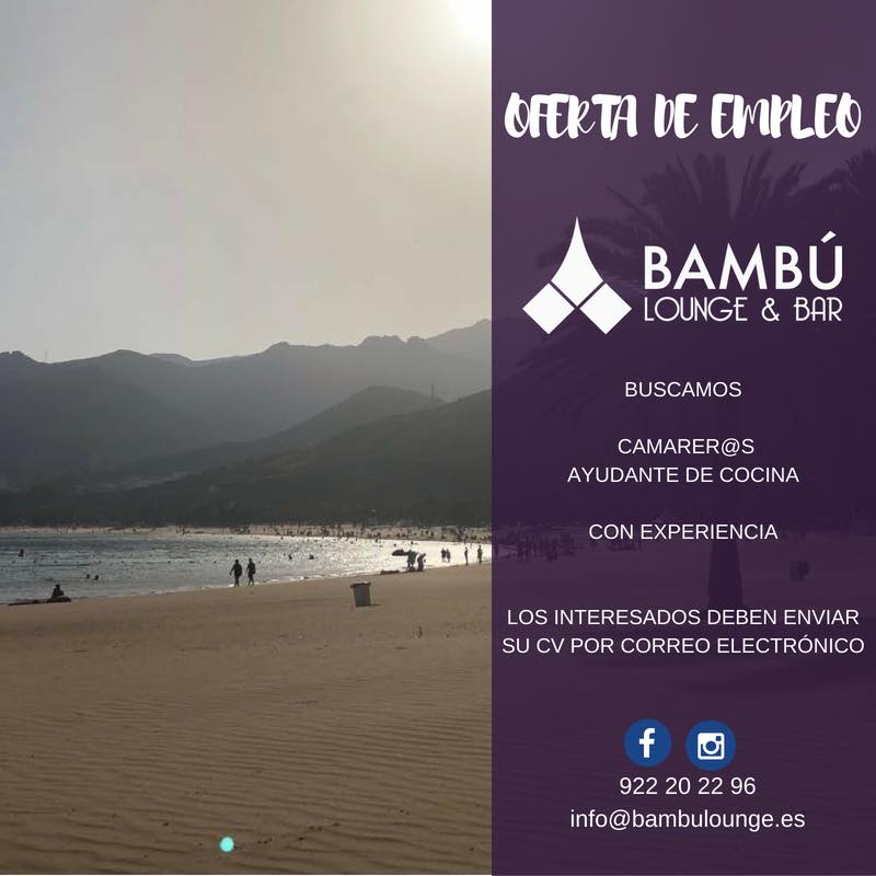 Bambú Lounge Bar Tenerife, en S/C, busca personal