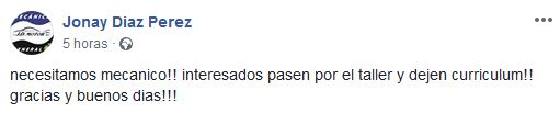 J.D. Motor, en calle El Drago, 28 - Barrio Nuevo (La Laguna) necesita mecánico