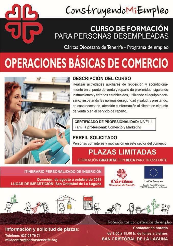 La Laguna: Curso de "Operaciones Básicas de Comercio" para personas en situación de desempleo