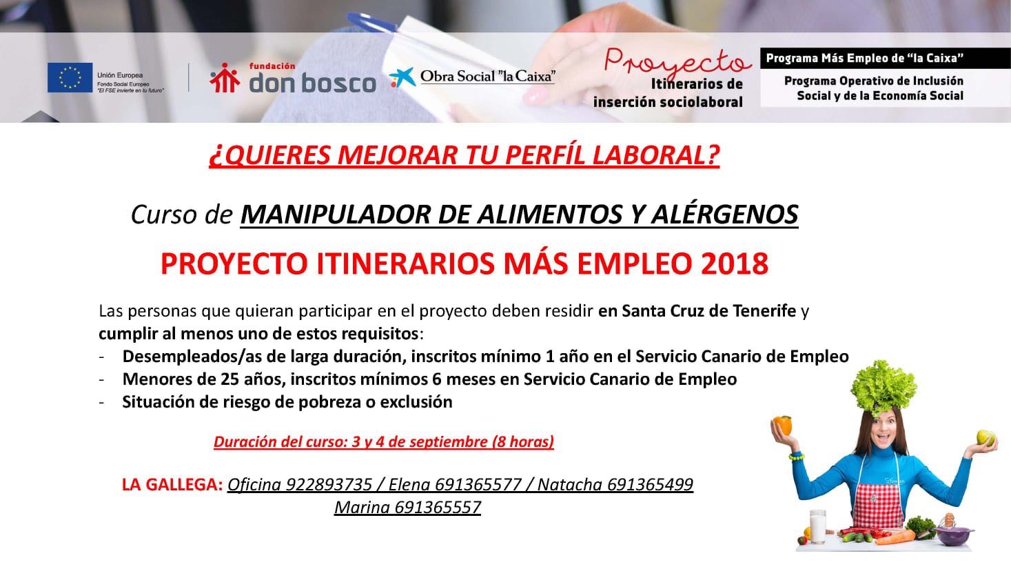 Curso de "Manipulador de Alimentos y Alérgenos" en Santa Cruz de Tenerife