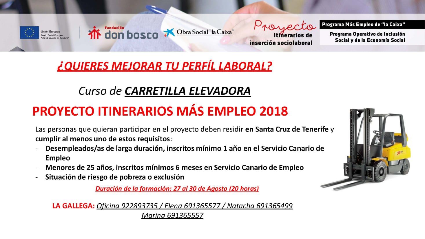 Curso gratis de "Carretilla Elevadora" en Santa Cruz de Tenerife