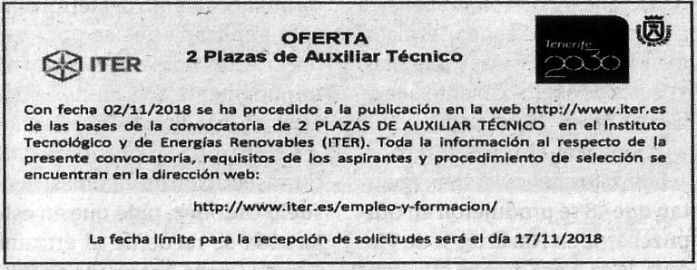 Iter: 2 Plazas de Auxiliar Técnico