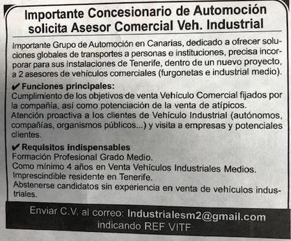 Asesor/a Comercial de Vehículos Industriales