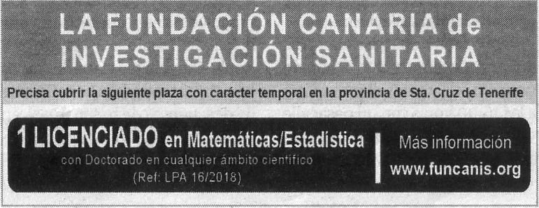 FUNCANIS: Licenciado/a en Matemáticas/Estadística