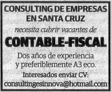 Oferta: Contable-Fiscal para Santa Cruz de Tenerife