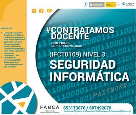 Docente de "Seguridad Informática" para La Laguna, en Tenerife